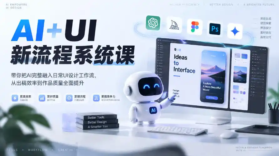 【无水印】AI+UI新流程系统课，带你把AI完整融入日常UI设计工作流，从出稿效率到作品质量全面提升(2026第4期)-三禾网络