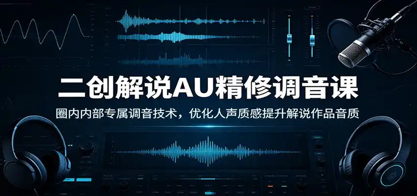 二创解说AU精修调音课：圈内内部专属调音技术，优化人声质感提升解说作品音质-三禾网络