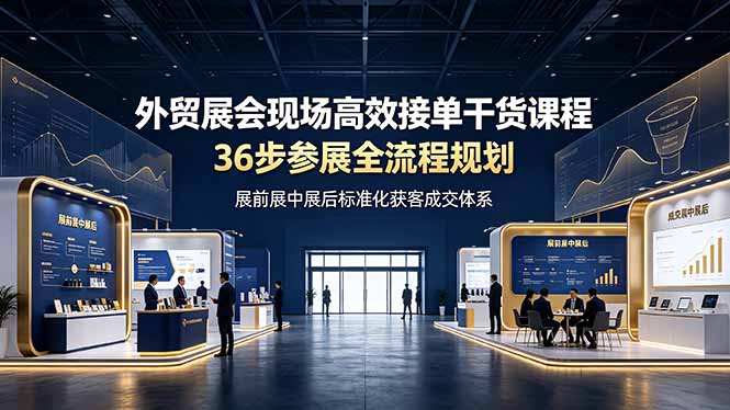 外贸展会现场高效接单干货课程，36步参展全流程规划，展前展中展后标准化获客成交体系-三禾网络