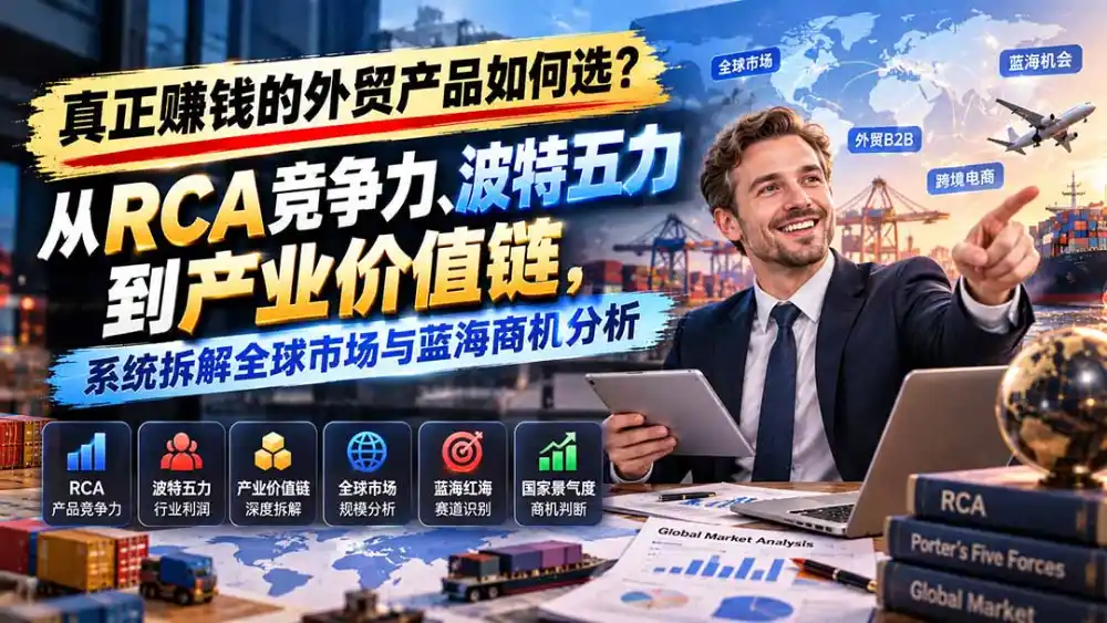 真正赚钱的外贸B2B产品如何选？从RCA竞争力、波特五力到产业价值链，系统拆解全球市场与蓝海商机分析-三禾网络