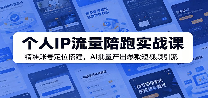 个人IP流量陪跑实战课：精准账号定位搭建，AI批量产出爆款短视频引流-三禾网络