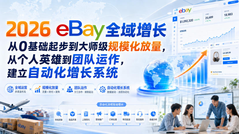 2026 eBay全域增长，从0基础起步到大师级规模化放量，从个人英雄到团队运作，建立自动化增长系统-三禾网络