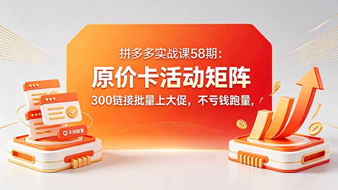拼多多实战课58期：原价卡活动矩阵，300链接批量上大促，不亏钱跑量-三禾网络