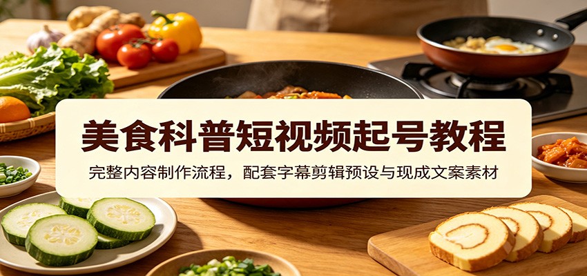 美食科普短视频起号教程：完整内容制作流程，配套字幕剪辑预设与现成文案素材-三禾网络