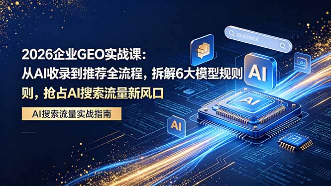 2026 企业GEO实战课：从AI收录到推荐全流程，拆解6大模型规则，抢占 AI 搜索流量新风口-三禾网络