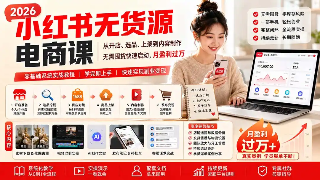 小红书无货源电商课(8月30更新-三禾网络