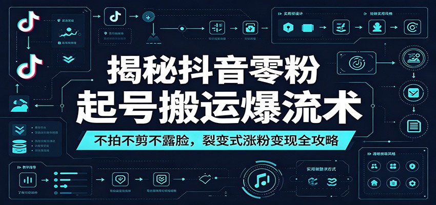 揭秘抖音零粉起号搬运爆流术：不拍不剪不露脸，裂变式涨粉变现全攻略-三禾网络