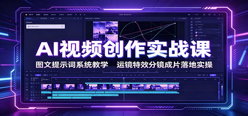 AI视频创作实战课：图文提示词系统教学，运镜特效分镜成片落地实操-三禾网络