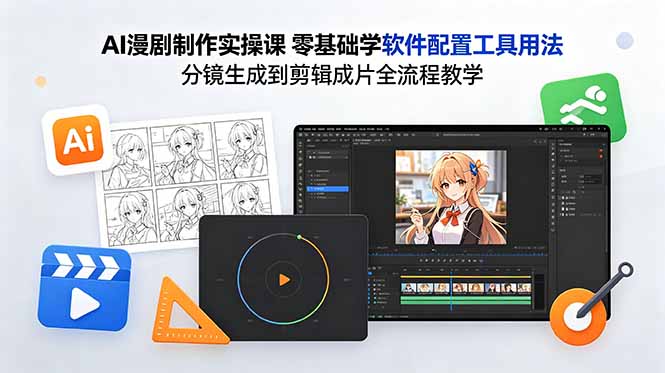 AI漫剧制作实操课 零基础学软件配置工具用法 分镜生成到剪辑成片全流程教学-三禾网络