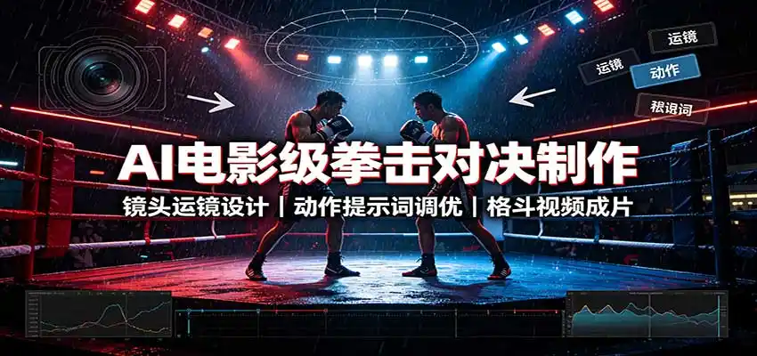 AI电影级拳击对决制作：镜头运镜设计，动作提示词调优，格斗视频成片-三禾网络