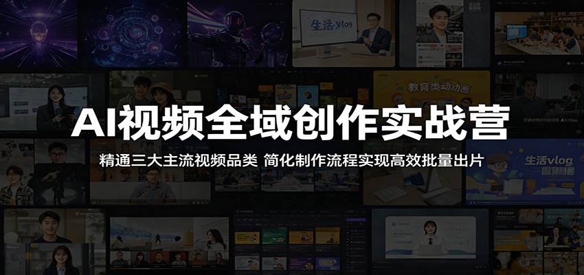 AI视频全域创作实战营：精通三大主流视频品类，简化制作流程实现高效批量出片-三禾网络