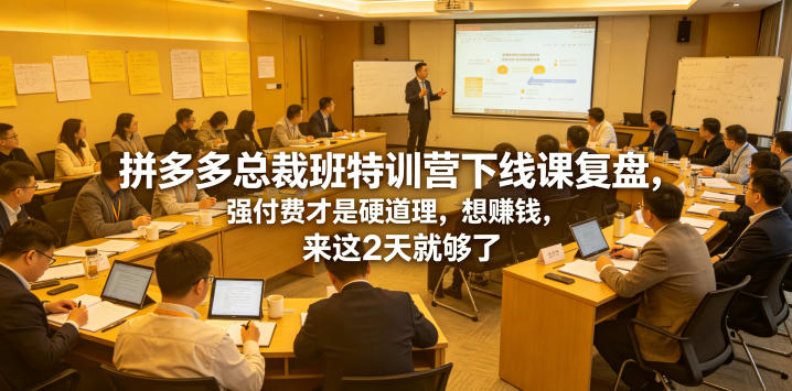 拼多多总裁班特训营下线课复盘，强付费才是硬道理，想賺钱，来这2天就够了-三禾网络