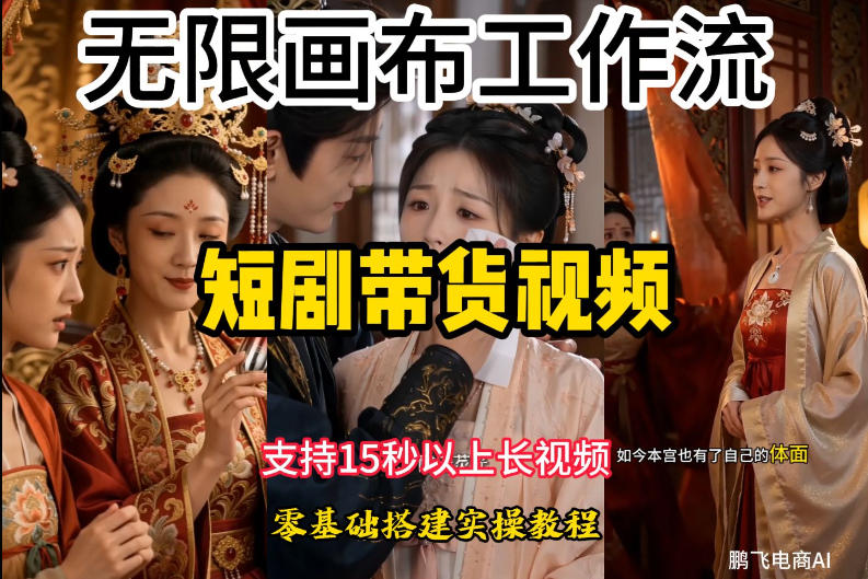 无限画布工作流制作短剧带货视频支持制作15秒以上视频，实操搭建教学，看完教程小白也能轻松搭建-三禾网络