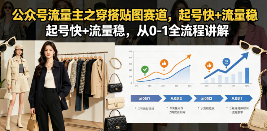 公众号流量主之穿搭贴图赛道，起号快+流量稳，从0-1全流程讲解-三禾网络
