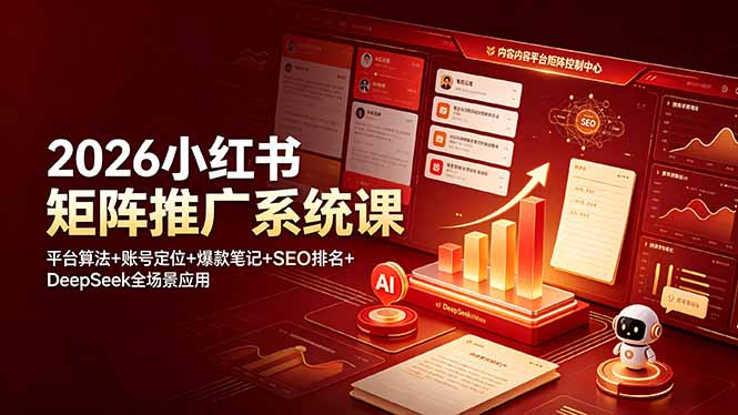 2026小红书矩阵推广系统课:平台算法+账号定位+爆款笔记+SEO排名+DeepSeek全场景应用-三禾网络