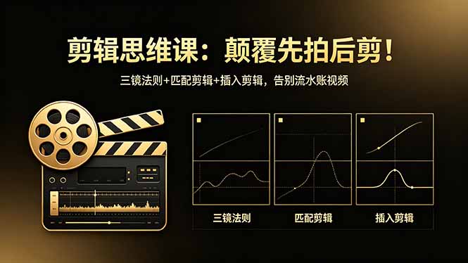 剪辑思维课：颠覆先拍后剪！三镜法则+匹配剪辑+插入剪辑，告别流水账视频-三禾网络