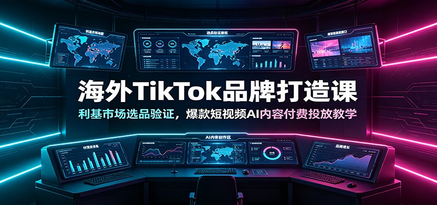 海外TikTok品牌打造课：利基市场选品验证，爆款短视频AI内容付费投放教学-三禾网络