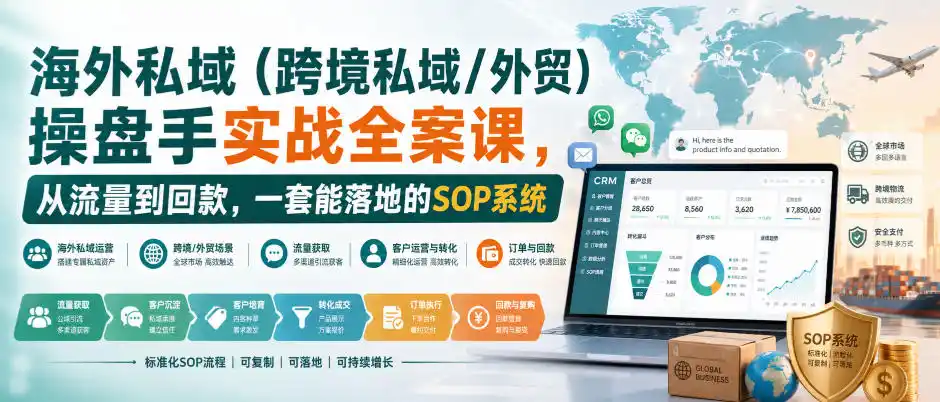 海外私域(跨境私域/外贸)操盘手实战全案课，从流量到回款，一套能落地的SOP系统-三禾网络