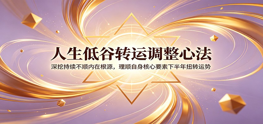 人生低谷转运调整心法:深挖持续不顺内在根源,理顺自身核心要素下半年扭转运势-三禾网络