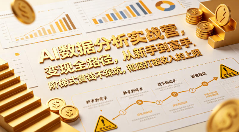 AI数据分析实战营，变现全路径，从新手到高手，阶梯式賺钱不踩坑，彻底打破收入的上限-三禾网络