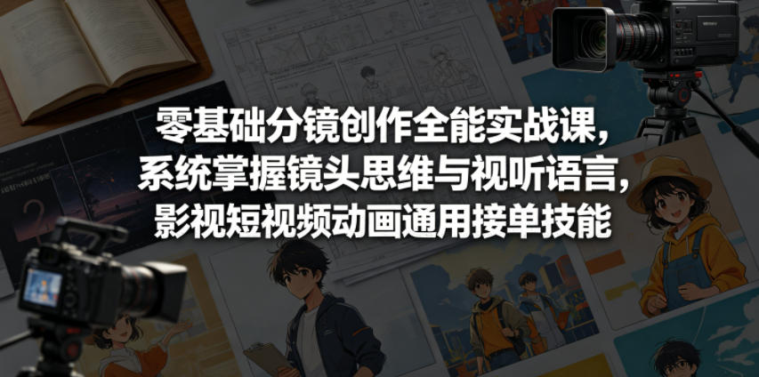 零基础分镜创作全能实战课，系统掌握镜头思维与视听语言，影视短视频动画通用接单技能-三禾网络