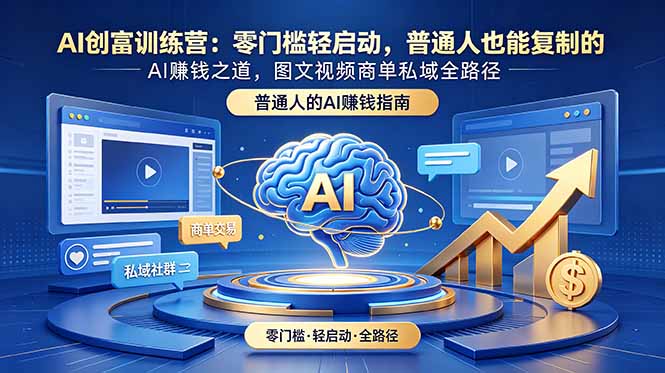 AI创富训练营：零门槛轻启动，普通人也能复制的AI赚钱之道，图文视频商单私域全路径-三禾网络