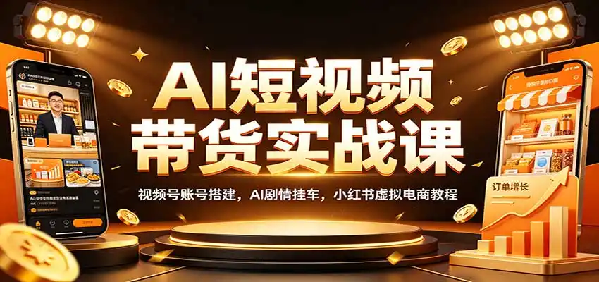 AI短视频带货实战课：视频号账号搭建，AI剧情挂车，小红书虚拟电商教程-三禾网络