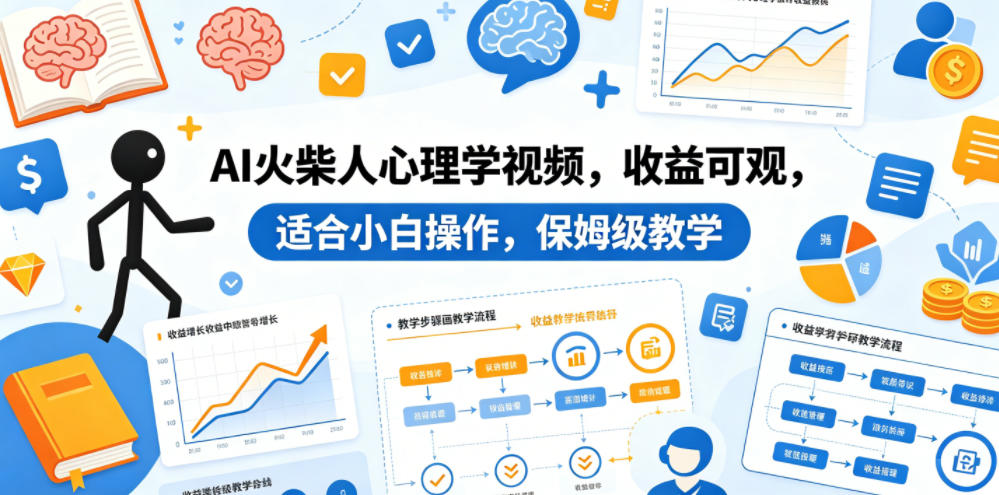AI火柴人心理学视频，收益可观，适合小白操作，保姆级教学-三禾网络