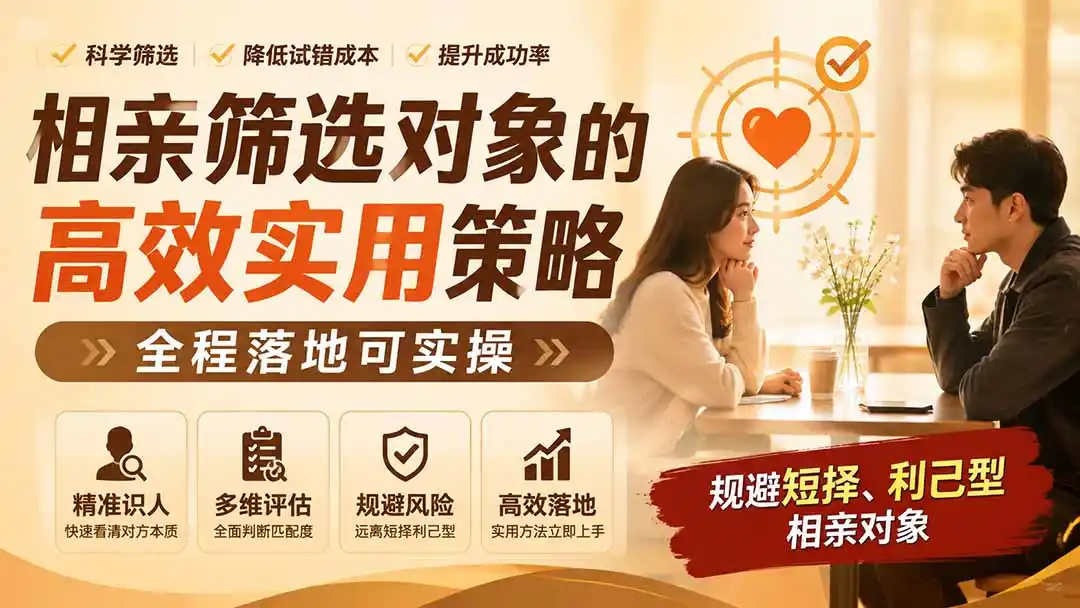 付费文章：相亲筛选对象的高效实用策略，全程落地可实操，规避短择、利己型相亲对象-三禾网络