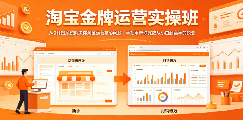 淘宝金牌运营实操班，从0开始系统解决你淘宝运营核心问题，手把手带你完成从小白到高手的蜕变-三禾网络