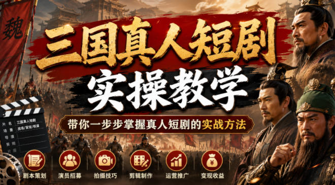 三国真人短剧实操教学,带你一步步掌握真人短剧的实战方法-三禾网络