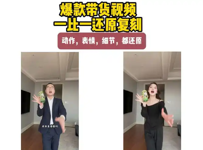 AI带货视频复刻，一比一还原加二创，动作，表情，细节，都还原，新手也能直接套用-三禾网络