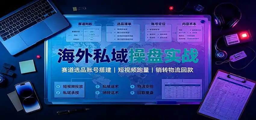 海外私域操盘实战:赛道选品账号搭建,短视频跑量,销转物流回款 海外私域操盘实战:赛道选品账号搭建,短视频跑量,销转物流回款