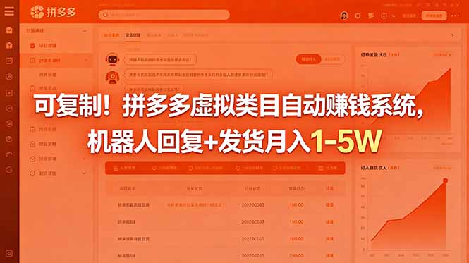 可复制！拼多多虚拟类目自动赚钱系统，机器人回复+发货月入 1-5W-三禾网络