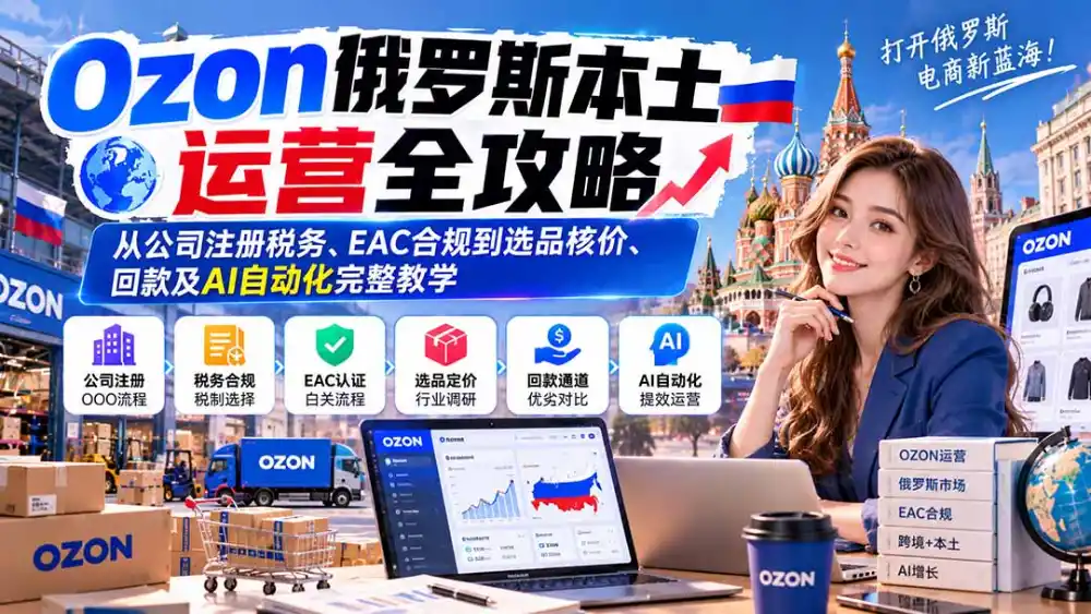 Ozon俄罗斯本土运营全攻略：从公司注册税务、EAC合规到选品核价、回款及AI自动化完整教学-三禾网络