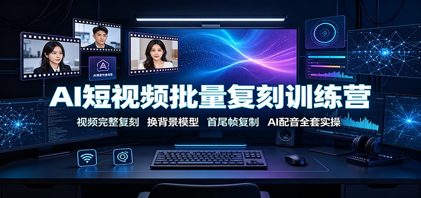AI短视频批量复刻训练营：视频完整复刻，换背景模型、首尾帧复制、AI配音全套实操-三禾网络