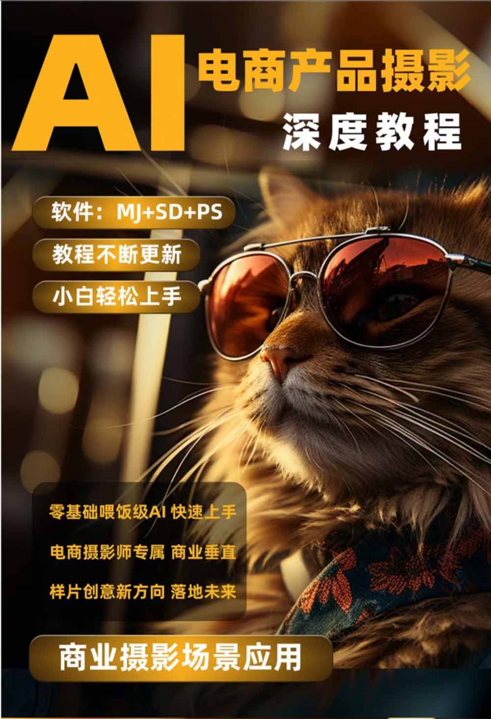 AI电商人像摄影实战课·SD多端部署｜MJ完整教学｜家电护肤家具商品图人像写真全案例-三禾网络