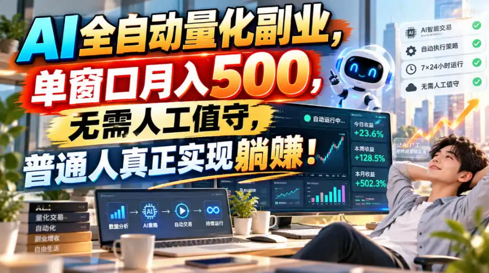 AI全自动量化副业，单窗口月入500，无需人工值守，普通人真正实现躺賺！-三禾网络