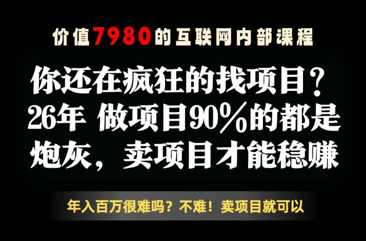 26年请不要疯狂的找项目了，卖项目远比你想象的暴利，你也可以月入10W+【揭秘】-三禾网络