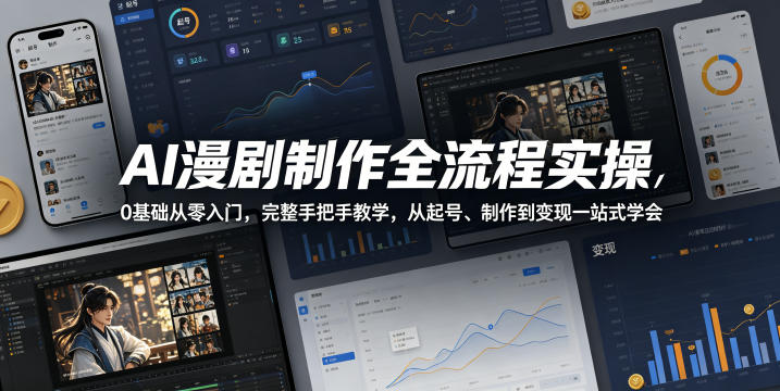 AI漫剧制作全流程实操，0基础从零入门，完整手把手教学，从起号、制作到变现一站式学会(更新)-三禾网络