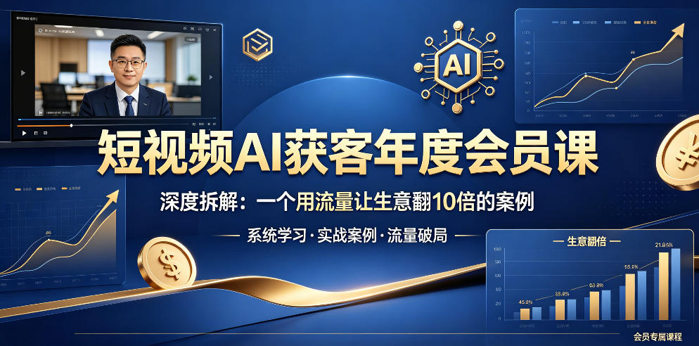 短视频AI获客年度会员课，深度拆解，一个用流量让生意翻10倍的案例-三禾网络