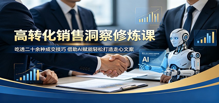 高转化销售洞察修炼课：吃透二十余种成交技巧，借助AI赋能轻松打造走心文案-三禾网络