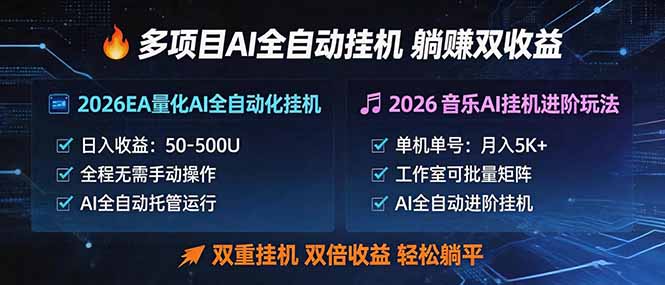 多项目AI自动挂机玩法：双重挂机，双倍收益，轻松躺平-三禾网络