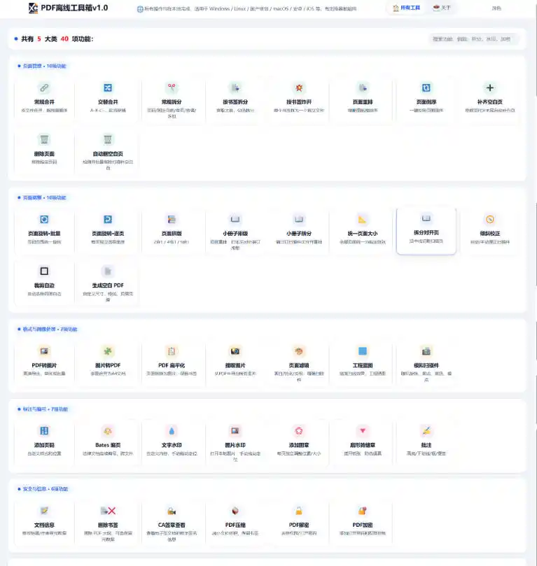 免费PDF工具箱！4MB离线运行，40+功能，合并拆分压缩加密全搞定！-三禾网络