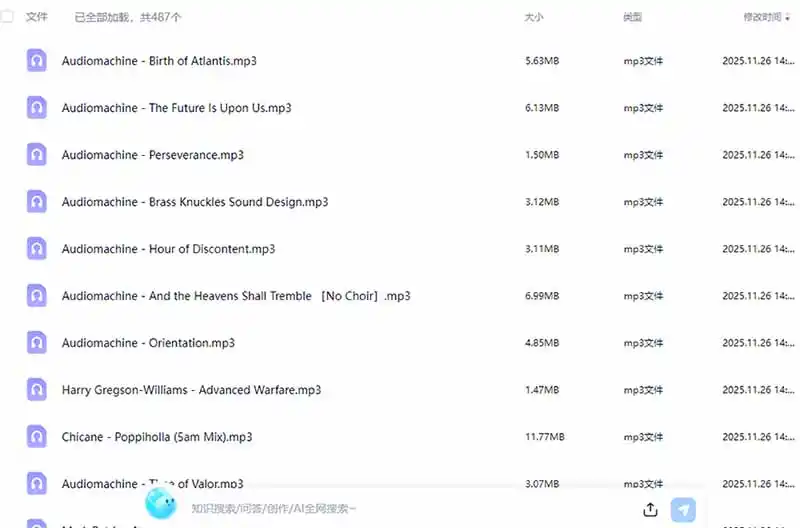 某宝付费购买，常用6G音效合集！970+首宣传片背景音乐，无版权可商用大气素材，分类清晰，高质量内容-三禾网络