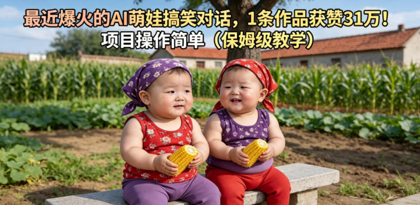 最近爆火的AI萌娃搞笑对话，1条作品获赞31W，项目操作简单(保姆级教学)-三禾网络