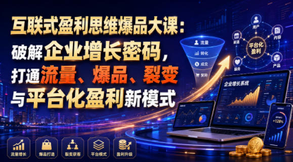 互联式盈利思维爆品大课：破解企业增长密码，打通流量、爆品、裂变与平台化盈利新模式-三禾网络