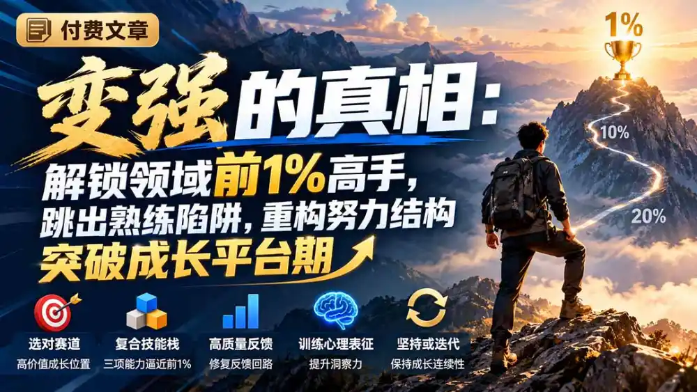 付费文章：变强的真相：解锁领域前1%高手，跳出熟练陷阱，重构努力结构突破成长平台期-三禾网络