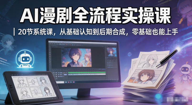 AI漫剧全流程实操课｜20节系统课，从基础认知到后期合成，零基础也能上手-三禾网络