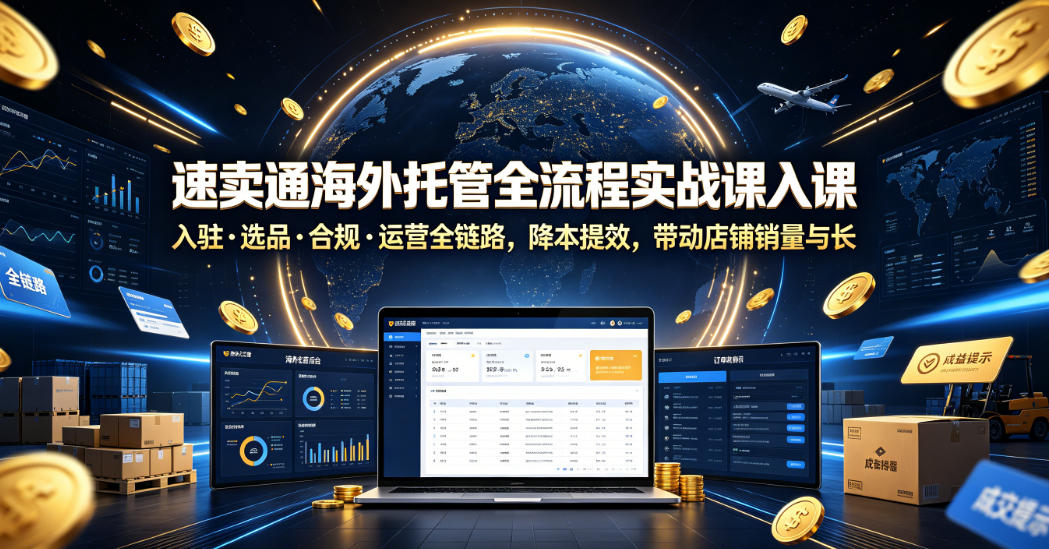 速卖通海外托管全流程实战课入驻・选品・合规・运营全链路，降本提效，带动店铺销量与收益增长-三禾网络